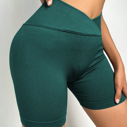 Seamless Criss Cross V Waist Yoga Shorts for Women High Waisted Butt Lifting Outdoor Fitness and Running Training for Active Lifestyle