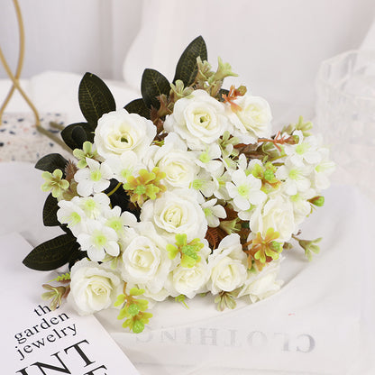 Stunning Polka Dot Hydrangea and Rose Artificial Flower Bouquet - Elegant Silk Floral Arrangements for Home Decor and Living Room Accents