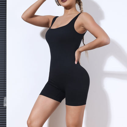 Seamless Yoga Bodysuit with Built in Bra and Butt Lifting Shorts for Women for Outdoor Activities and Fitness Workouts