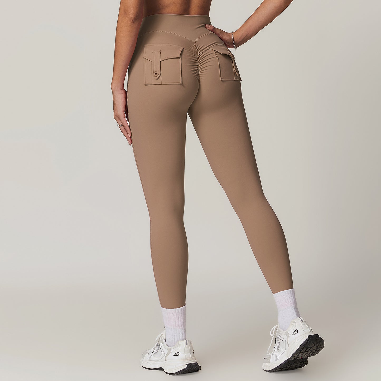 High Waisted Yoga Pants with Pockets Peach Butt Enhancing Fitness Leggings for Comfort and Style Model 8882