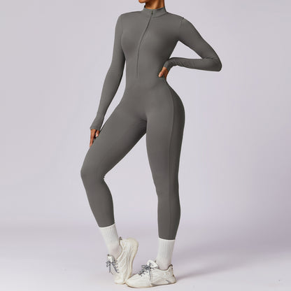 High Performance Zip Up Long Sleeve Yoga Bodysuit for Intense Workouts Functional Gymwear 8306