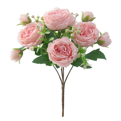 Stunning 5-Head Spring Peony Bouquet – Realistic Artificial Flowers for Home Decor, Weddings, and Bridal Bouquets – Includes Peonies, Roses, and Elegant Accents