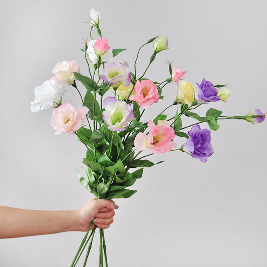 Stunning 4-Head Faux Eustoma Flowers - Perfect for Home Décor, Living Room Accents, Wedding Decorations, and Event Arrangements | Lifelike Artificial Bouquet for Lasting Beauty