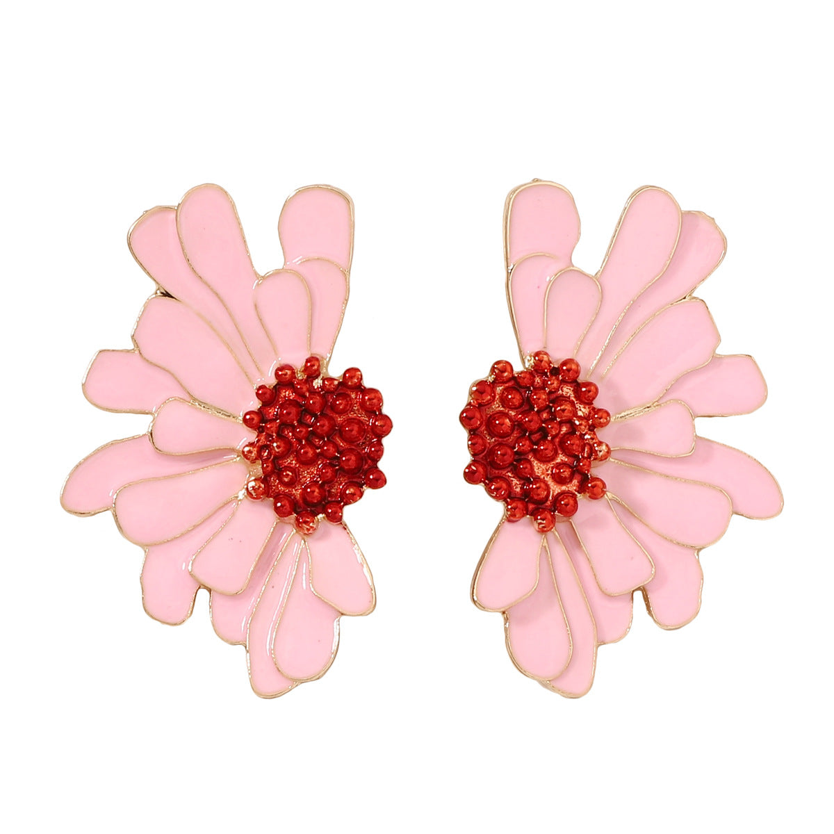 Alloy Enamel Floral Earrings - Stylish and Simple Flower Studs for a Fresh Accessory Look