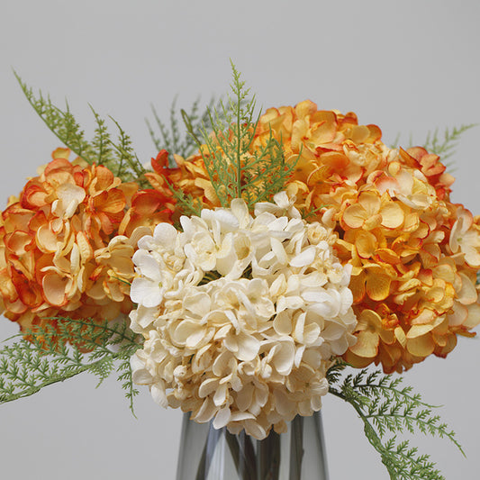 Vintage-Inspired Faux Hydrangea Silk Blooms with Edged Petals – Perfect for Home Décor, Hotels, and Wedding Celebrations