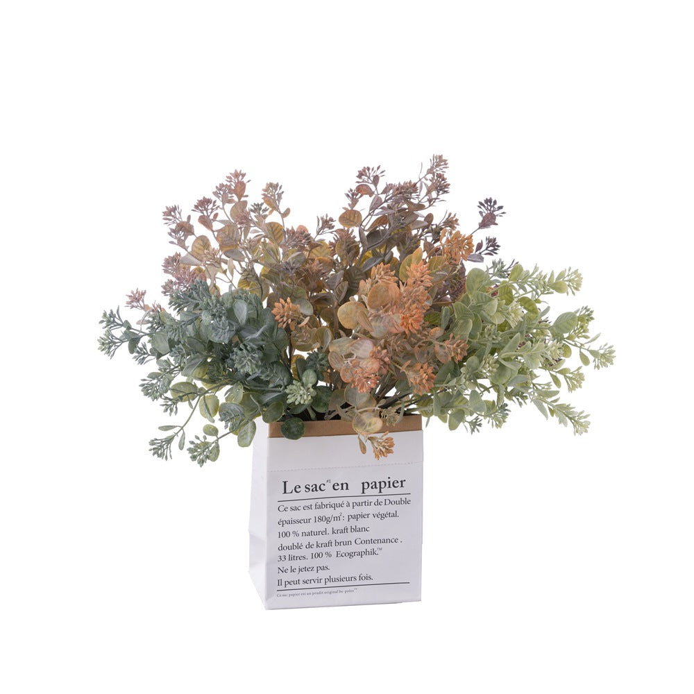 Elegant Autumn White Faux Grass Floral Arrangement - Perfect for Weddings, Home Decor, and INS-Style Aesthetic CL16102