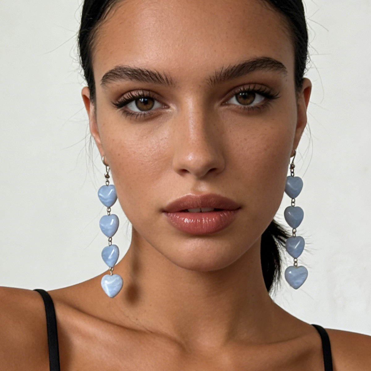 Elevate Your Style with Chic Blue Heart-Designed Long Earrings - Exquisite Unique Touch for Elegant Women