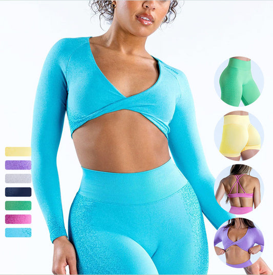 Seamless Yoga Outfit for Women Outdoor Fitness Set with High Waisted Scrunch Butt Leggings and Bra Top for Comfort and Support