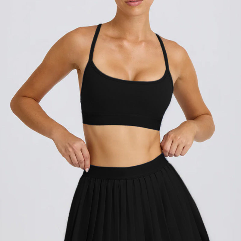 Women's Cross Back Sports Bra and Pleated Tennis Skirt Set Breathable Quick Dry Activewear for Comfort and Style