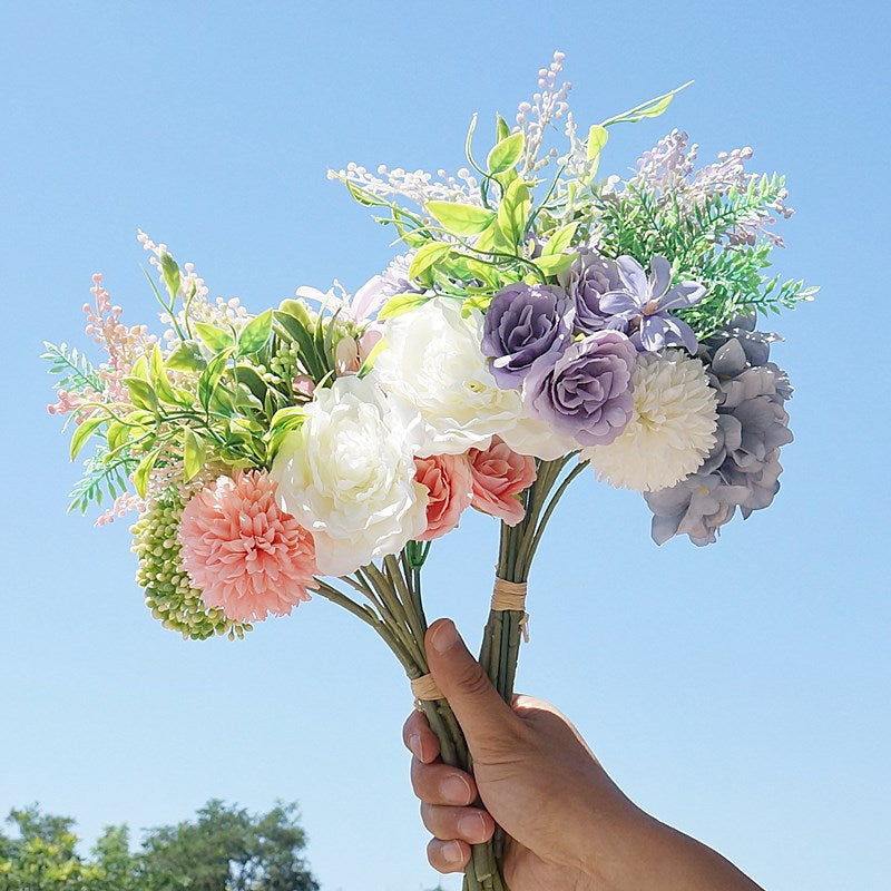 Stunning Artificial Hydrangea Bouquet - Elegant Faux Floral Arrangement for Home Decor, Weddings, and Special Occasions - Korean and Japanese-Inspired Design with Realistic Roses