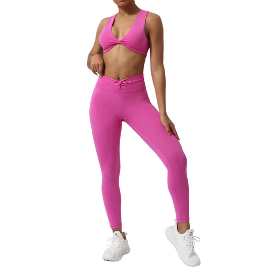 Yoga Knot Bra and Peach Butt High Waisted Leggings Set Seamless Workout Outfit for Comfort and Performance