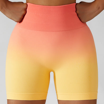 High Waisted Gradient Seamless Yoga Shorts for Women Breathable Tight Fitting and Butt Lifting Athletic Shorts for Comfort and Style