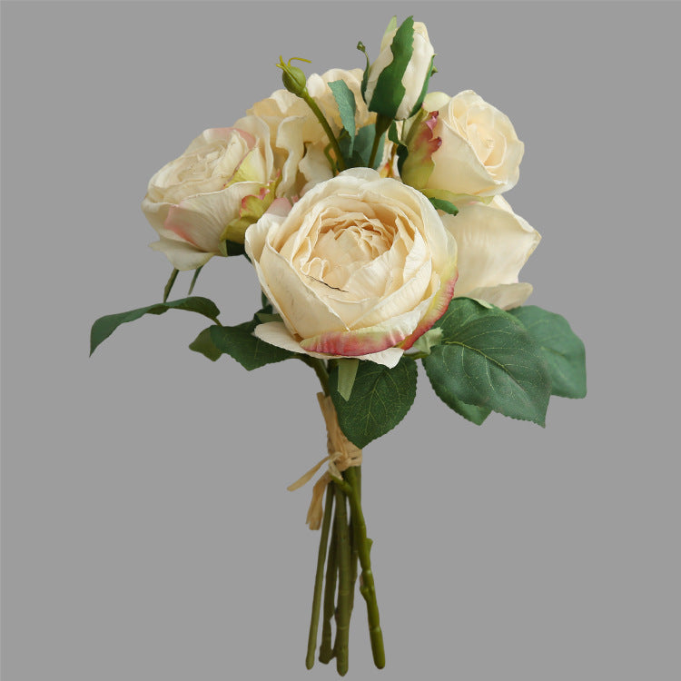 Stunning Artificial Silk Floral Arrangement: European-Style Fake Rose and Hydrangea Bouquet for Elegant Wedding Decor and Home Interiors - Perfect for Living Room Display