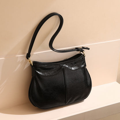 Versatile Crystal Oil Wax Cowhide Tote Bag Fashion Real Leather Shoulder Bag for Women for Commuting and Everyday Style