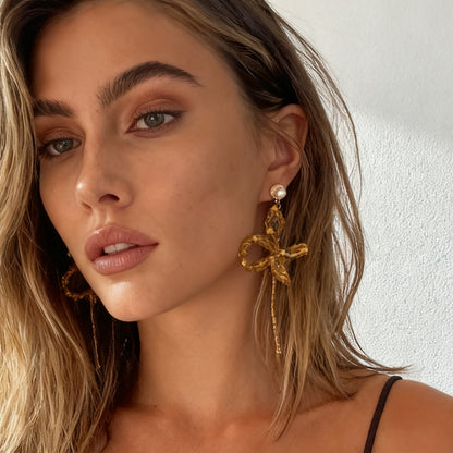 Exaggerated Atmosphere Yellow Crystal Flower Braided Butterfly Earrings – Fresh and Stylish Bohemian-Inspired Jewelry for Women