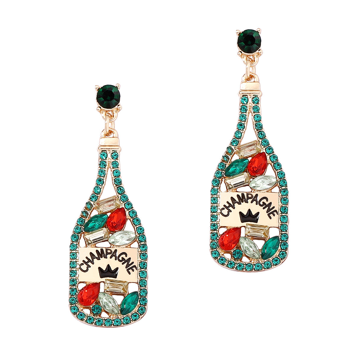 Personalized Element-Inspired Rhinestone Letter Bottle Charm Earrings for Women – Trendy and Unique Fashion Statement