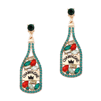 Personalized Element-Inspired Rhinestone Letter Bottle Charm Earrings for Women – Trendy and Unique Fashion Statement