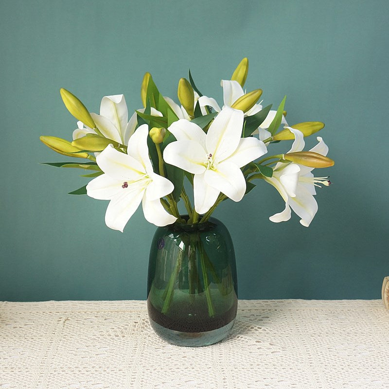 Realistic Miniature 3D Lily - Short Stem Artificial Flower for Home, Hotel Decor, Wedding Photography, and Event Styling