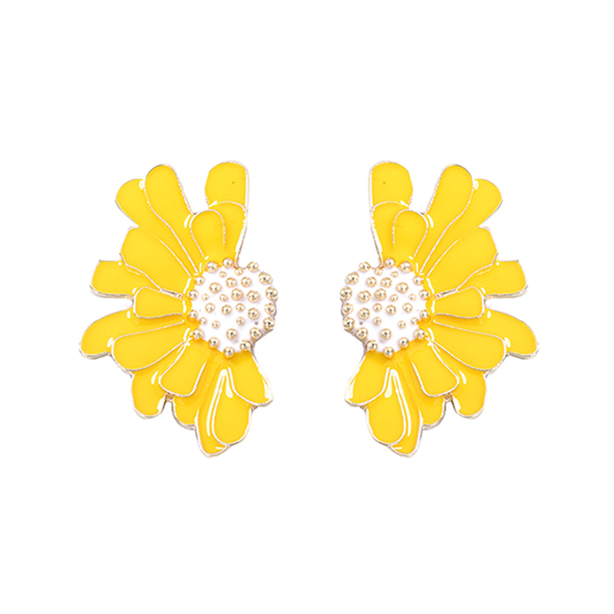 Alloy Enamel Floral Earrings - Stylish and Simple Flower Studs for a Fresh Accessory Look