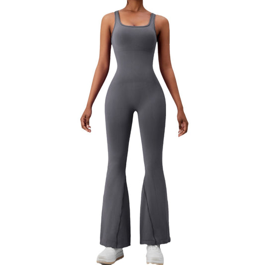 Yoga Jumpsuit Cutout Back Seamless Fit Slimming Bodysuit for Any Workout or Casual Wear