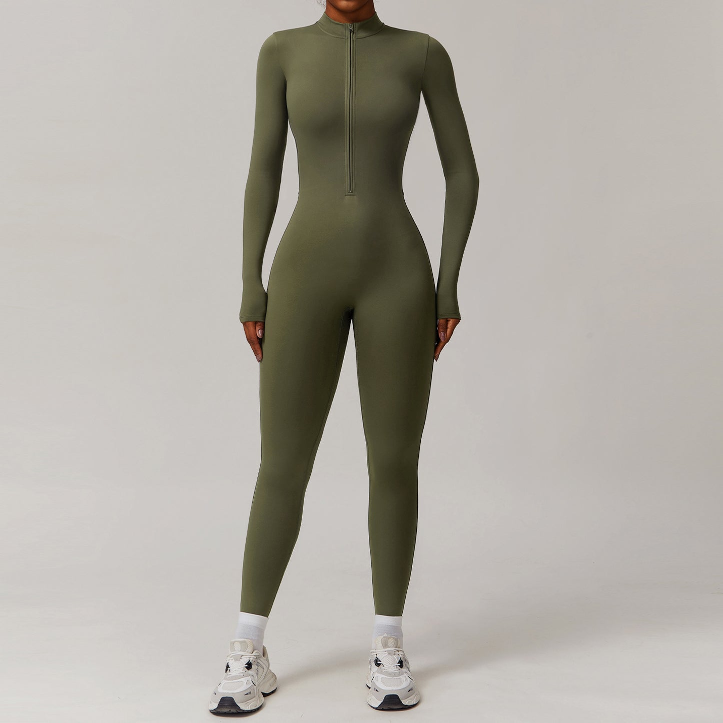 Zippered Thermal Fleece Yoga Jumpsuit for Outdoor Activities Warm and Bodysuit for Running and Fitness