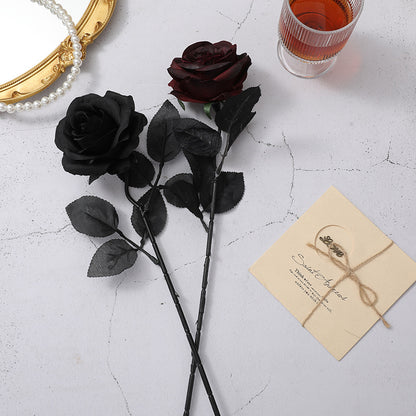 Dark Elegance: Faux Black Rose for Halloween Decor - Stunning Artificial Flowers for Spooky Celebrations and Elegant Arrangements