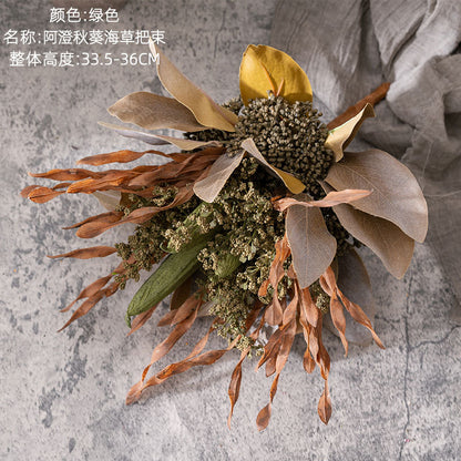 Azheng Realistic Faux Flower Bouquet with Okra and Seagrass - Perfect for Home Decor, Weddings, and Special Events - CL62003