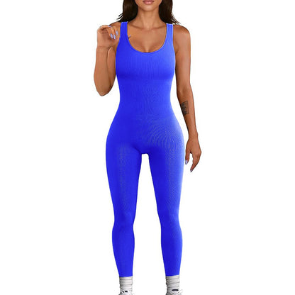 Women's One Piece Yoga Bodysuit High Waisted Compression Leggings for Tummy Control and Butt Lifting Sleeveless Design for Activewear and Workouts