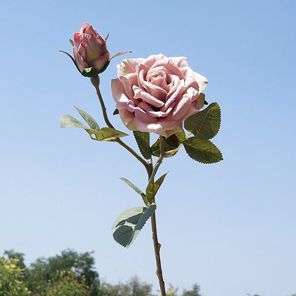 Set of 2 Eiffel-Tower Inspired Curled Edge Rose Artificial Flowers - Perfect for Valentine's Day, Weddings, and Home Decor