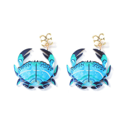 Chic Vacation-Inspired Acrylic Ocean Animal Dangle Earrings - Unique, Minimalist Design for Versatile Everyday Wear