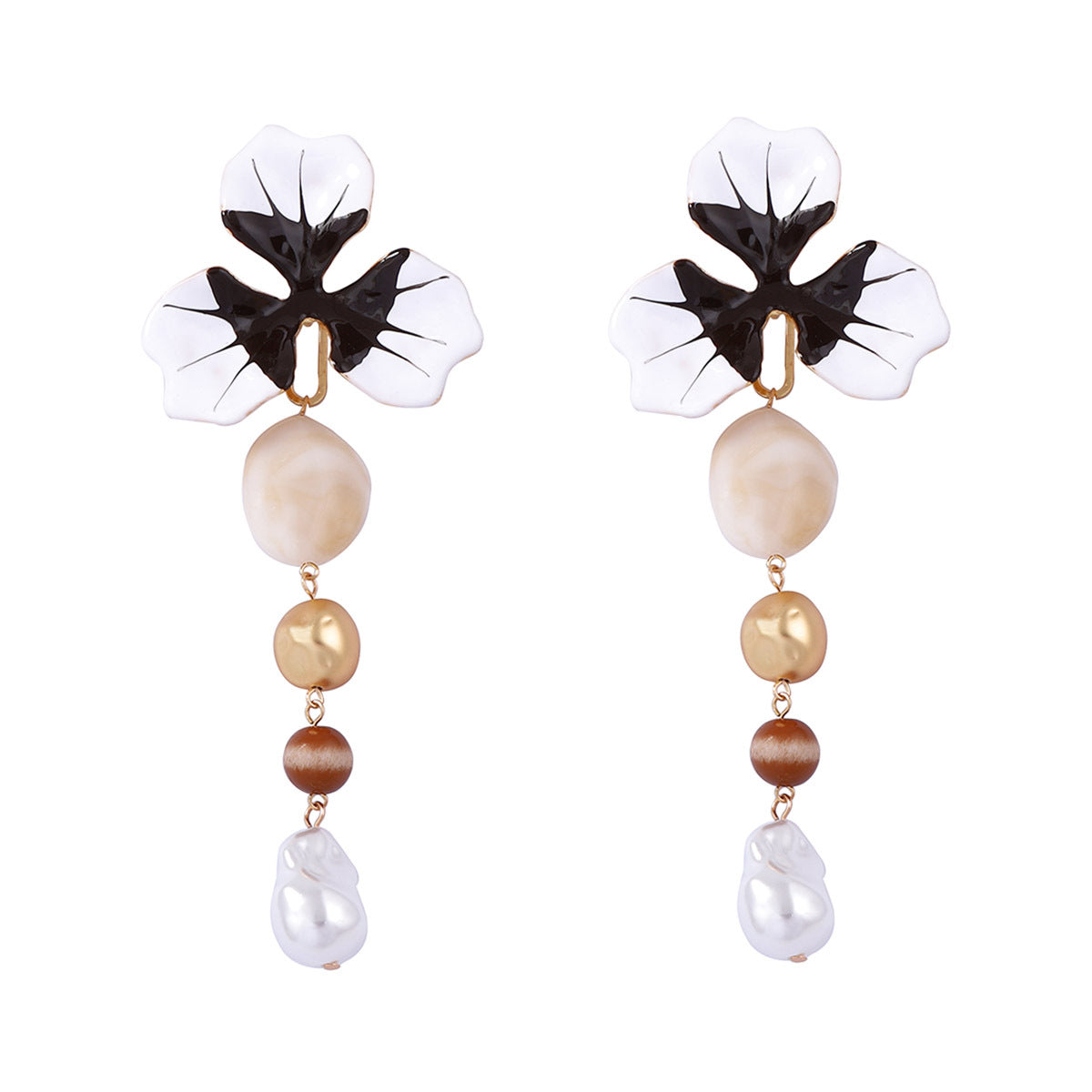 Elegant Luxe Alloy and Resin Y-Shaped Necklace for Women – Stunning Drip Oil Floral Bead Design for a Touch of Sophistication