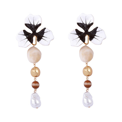 Elegant Luxe Alloy and Resin Y-Shaped Necklace for Women – Stunning Drip Oil Floral Bead Design for a Touch of Sophistication