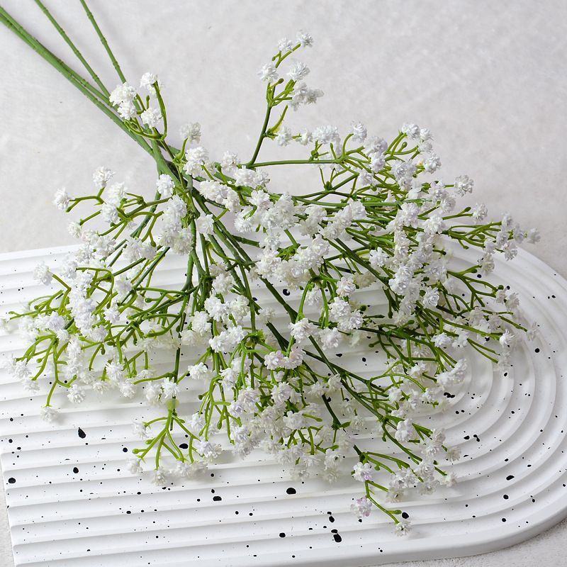 Realistic Baby's Breath 3-Prong PU Soft Rubber Single-Stem Artificial Flower Bouquet for Wedding Celebrations and Photography