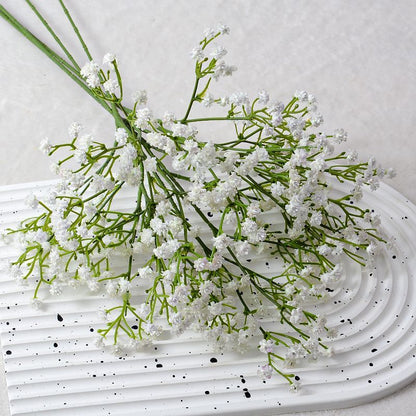 Realistic Faux Baby's Breath Bouquet - 3-Prong Soft PU Fake Flower Arrangement for Wedding Decor, Photography Props, and Floral Displays