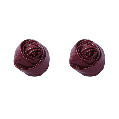 Chic French-Inspired Valentine's Day Leather Rosebud Earrings – Perfect for Winter, Available in Two Stunning Colors, Effortlessly Stylish and Versatile for Every Woman