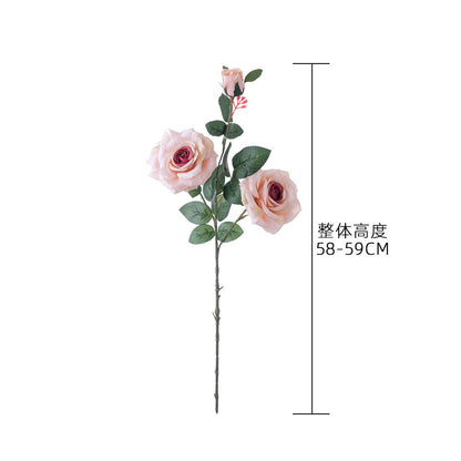 Stunning Three-Headed Rose Floral Arrangement - Elegant Wedding Decoration with Lifelike Faux Greenery - Perfect for Home Décor and Special Events (Model PJ1032)