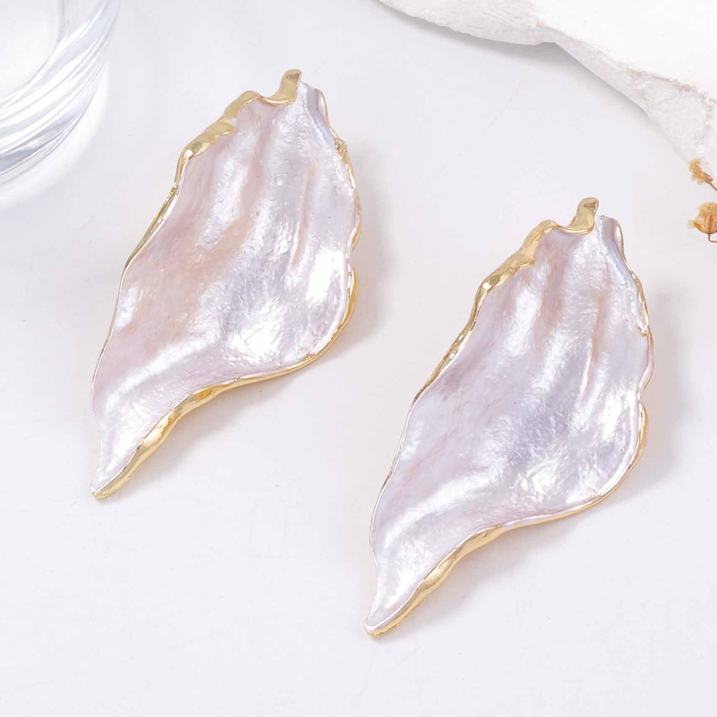 Trendy and Chic Irregular Pleated Alloy Drop Oil Leaf Earrings – Versatile Accessory for Everyday Elegance