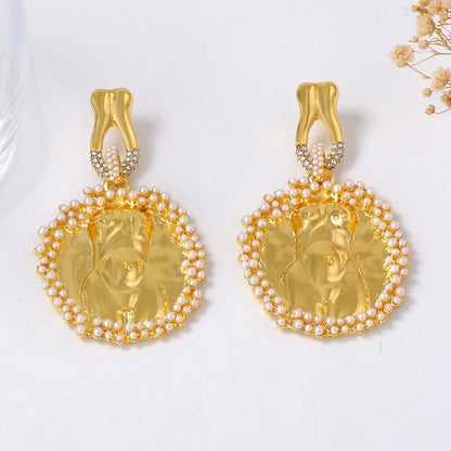 Exaggerated Vintage-Inspired Unique Artistic Exquisite Heavy-Duty Alloy Sculptural 3D Human Figure Earrings for Distinctive Fashion Statements