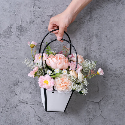 Elegant Artificial Peony Flower Basket Set – Stunning Wedding Handheld Bouquets & Wall Décor – Perfect for Celebrations and Home Décoration - Model CF01468