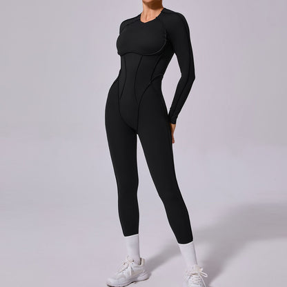 Winter One Piece Sports Bodysuit Long Sleeve Backless Yoga Outfit with Full Length Tights for Comfort and Style