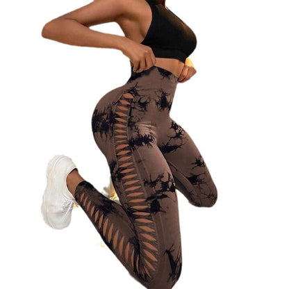 High Waisted Seamless Hollow Out Yoga Pants for a Peachy Lifted Look Tie Dye Shaping Leggings for Comfort and Style