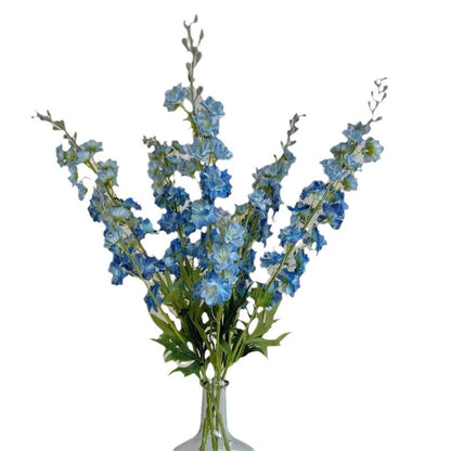 Realistic Faux Flower Two-Pronged Larkspur - Plush Blue Hyacinth for Wedding Aisle Decorations, Perfect for Celebrations and Events