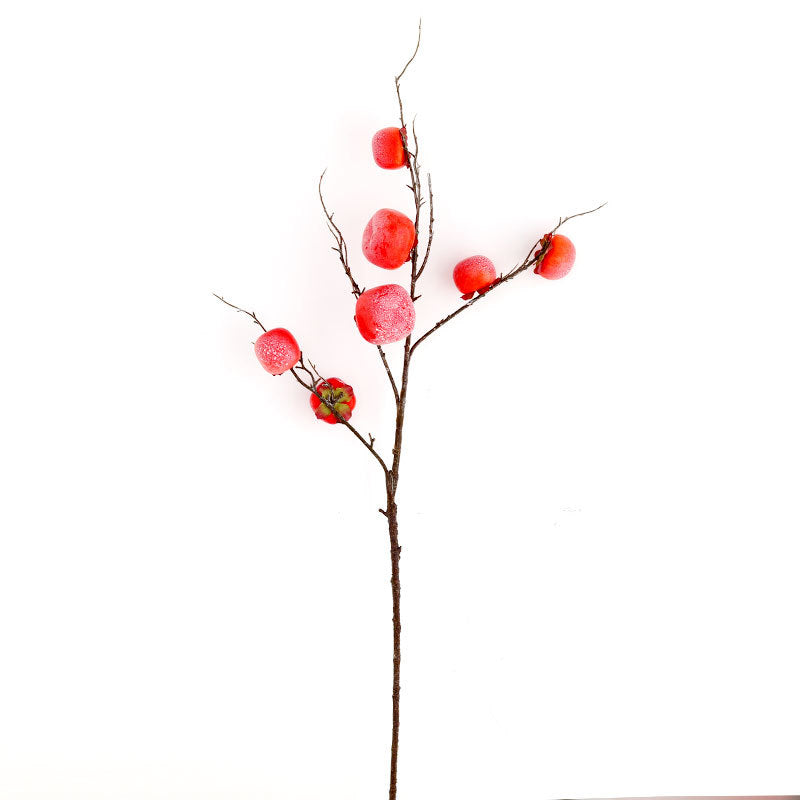 Realistic Artificial Persimmon Branch with 7 Fruits - Perfect for Home Decor, Hotels, and Retail Spaces - Luxurious and Exquisite Design for a Touch of Elegance