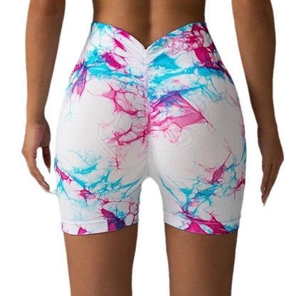 Seamless High Waisted Tie Dye Yoga Shorts for Women Peach Butt Enhancing Fitness Shorts for Comfort and Style