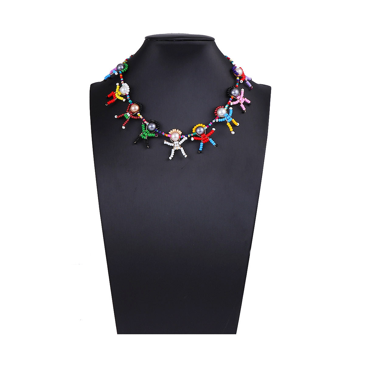 Unique Handmade Cartoon 3D Figurine Pearl-Inspired Charm Women's Choker Chain – Trendy & Whimsical Design for Standout Style