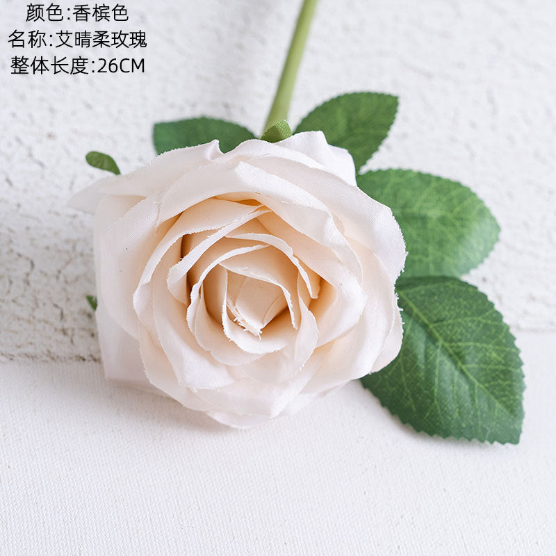 Elegant AI Qinger Single Stem Artificial Rose - Perfect for Home Decor, Weddings, and Gifts - Lifelike Greenery Ornament PJ1001