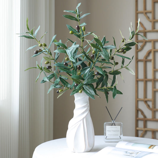 Realistic Artificial Olive Branch with Fruit - 4 Forks, Perfect for Wedding Decor and Home Decorations,  Quality Faux Flowers