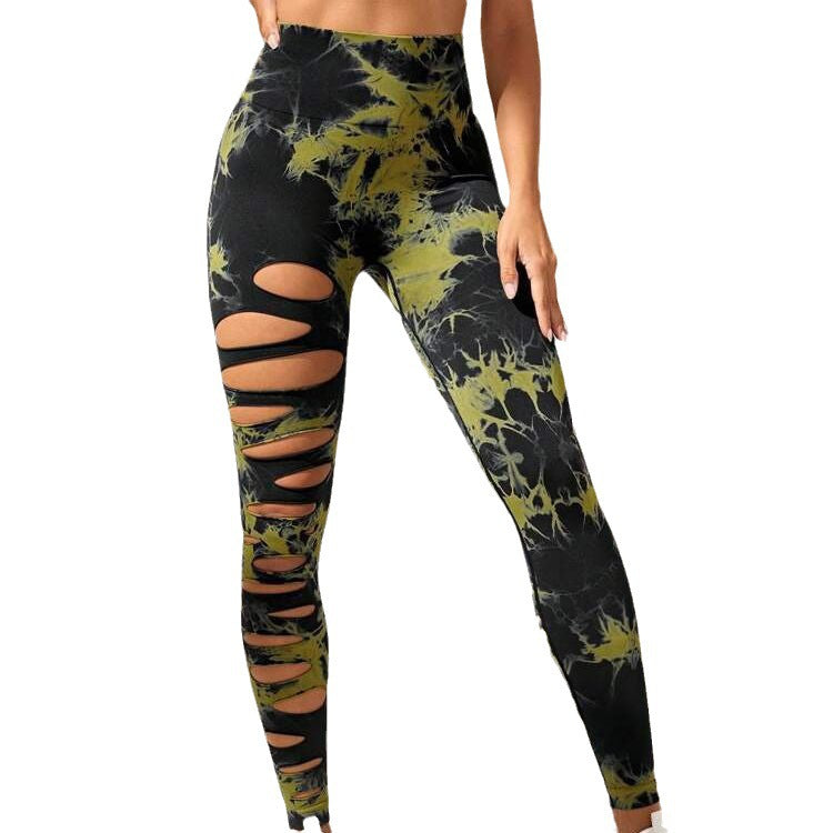 High Waisted Seamless Tie Dye Cut Out Butt Lift Leggings for Women for Yoga Fitness and Tummy Control