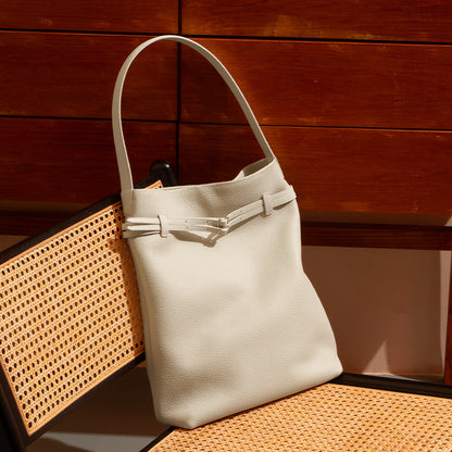 Luxury Spring Leather Handbag for Women First Layer Cowhide Tote with Unique Design Versatile Shoulder Bag and Chic Underarm Style