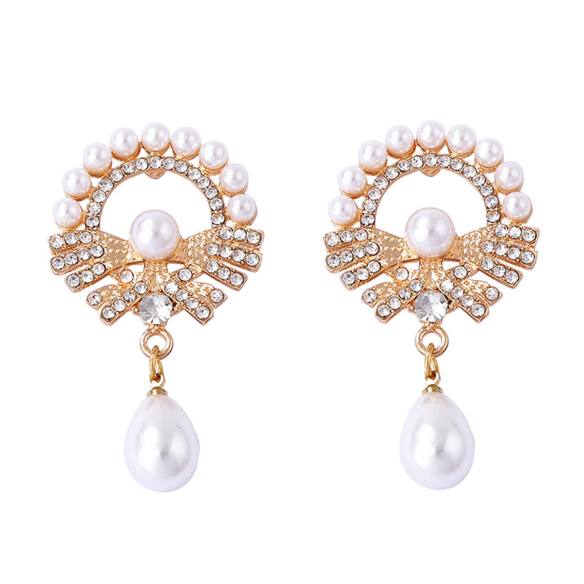Exquisite Baroque-Inspired Flower Drop Earrings with Imitation Pearls and Sparkling Zirconia for Everyday Elegance